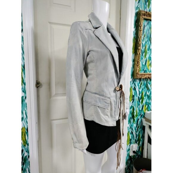 Parasuco Western Y2K Denim Blazer Jacket M Steampunk Prairie Cowboy - Picture 10 of 12